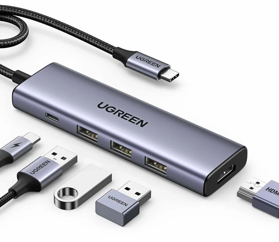 UGREEN USB-C To HDMI+3*USB 3.0 A+PD Power Converter (15596)