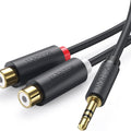 (UGREEN 3.5mm Male to 2RCA Female Cable 25cm (Gray) AV109 (10547