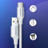 Ugreen USB To Type-C 3A Cable Fast Charging 2m White (60133)