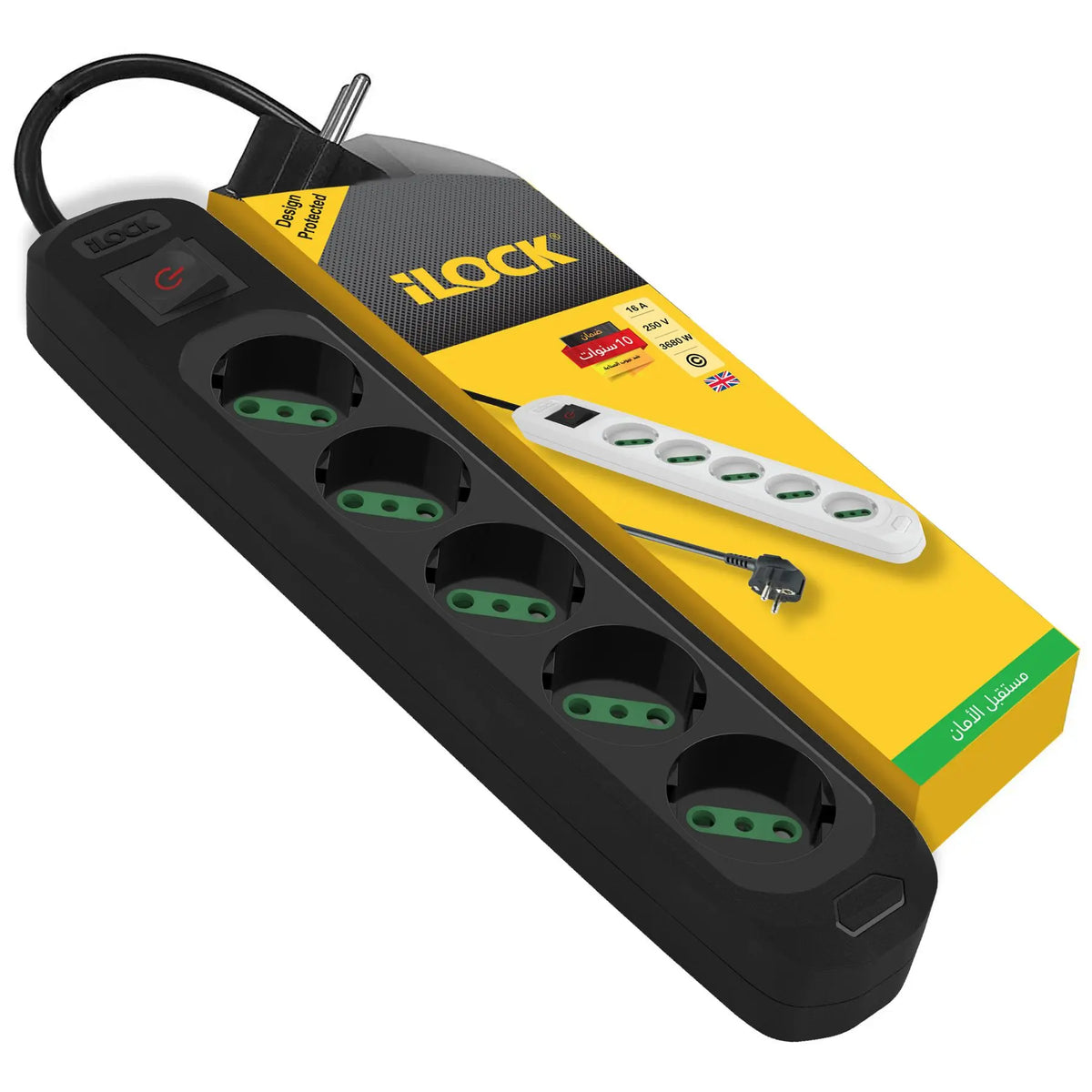 Power Strip-iLock-5 outlet Univ- 3m - 5026