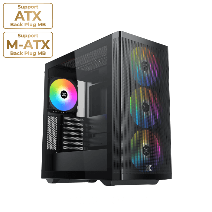 XIGMATEK AQUA V AIR TYPE C 7 FAN ARGB BTF BLACK MID TOWER CASE