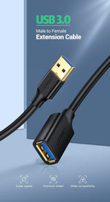 Ugreen USB 3.0 Extension Male Cable 1m-Black-10368
