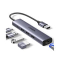 ACC-Ugreen-USB 3.0 to 3xUSB 3.0 Ethernet Adapter-Type C PWR Supply-60554