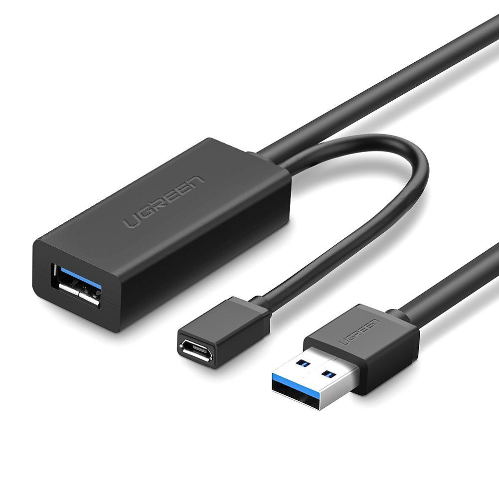 Ugreen-2 in 1 USB 3.0-A Male to Female Micro USB Ext-5m-Black-20826