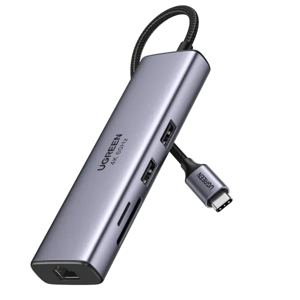 ACC-Ugreen-USB 3.0 to 3xUSB 3.0 Ethernet Adapter-Type C PWR Supply-60554