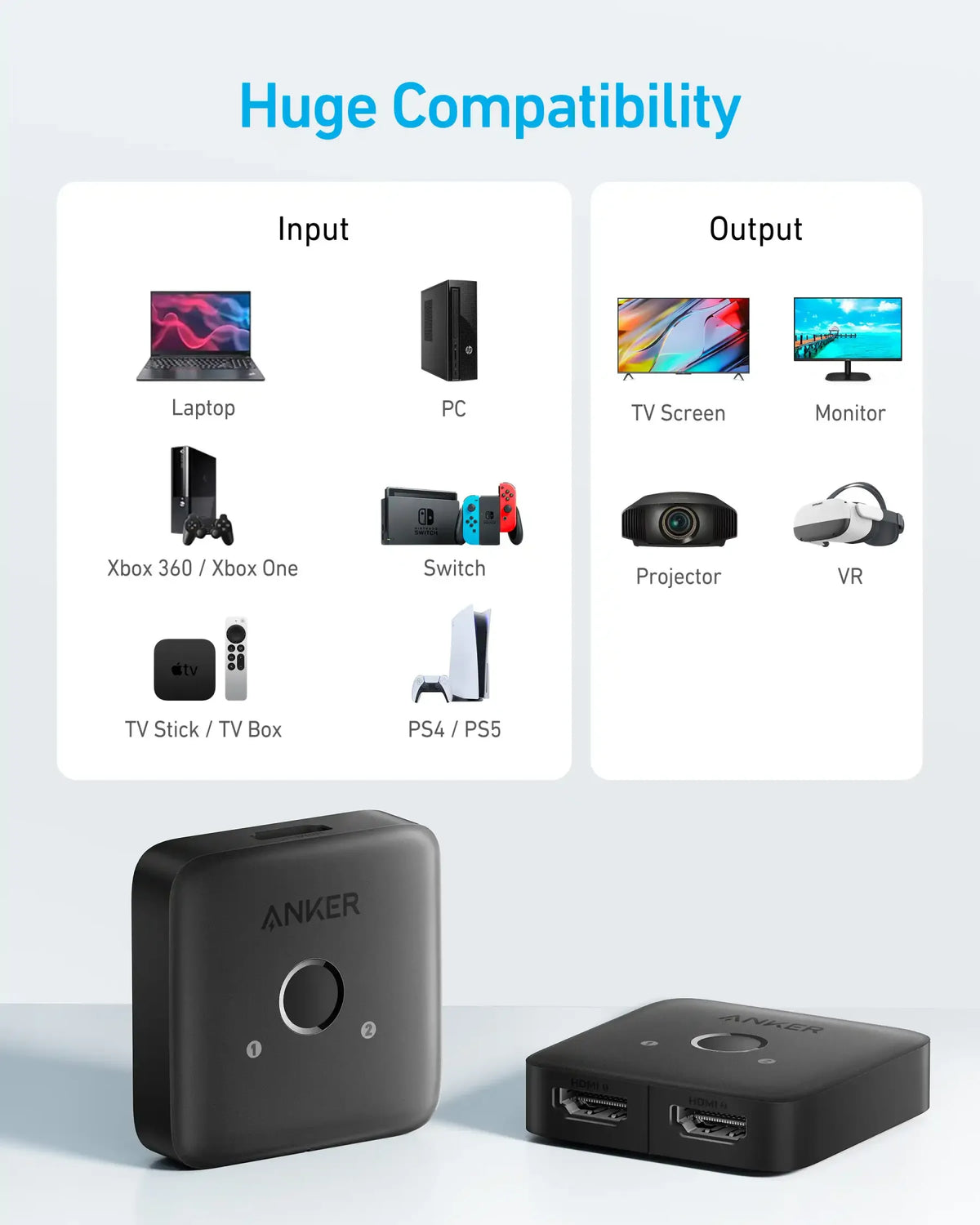 Anker Switch HDMI 2 IN 1-Gray - A83H10A1